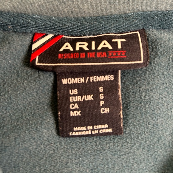 ARIAT Team Logo Full Zip Sweatshirt Teal Blue Women Small - Picture 3 of 13